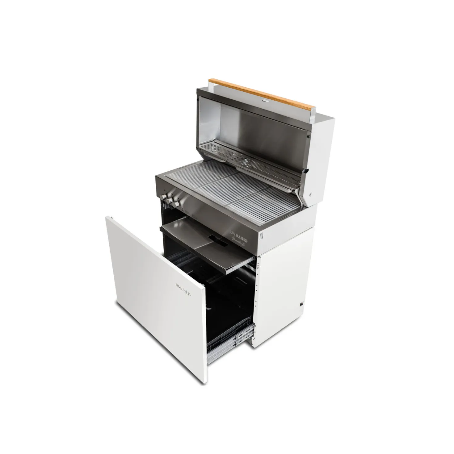 Propane gas grill, ivory-white