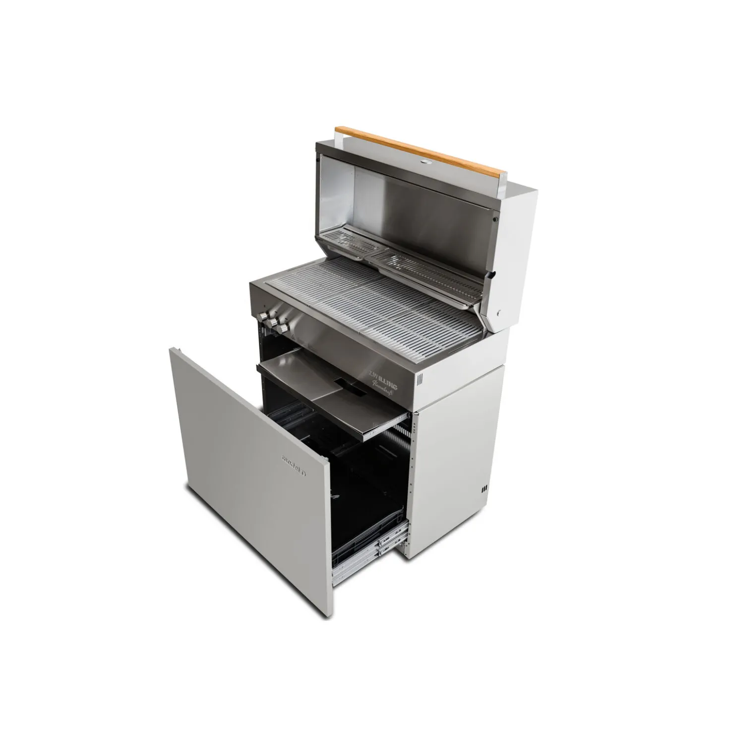 Propane gas grill, light grey