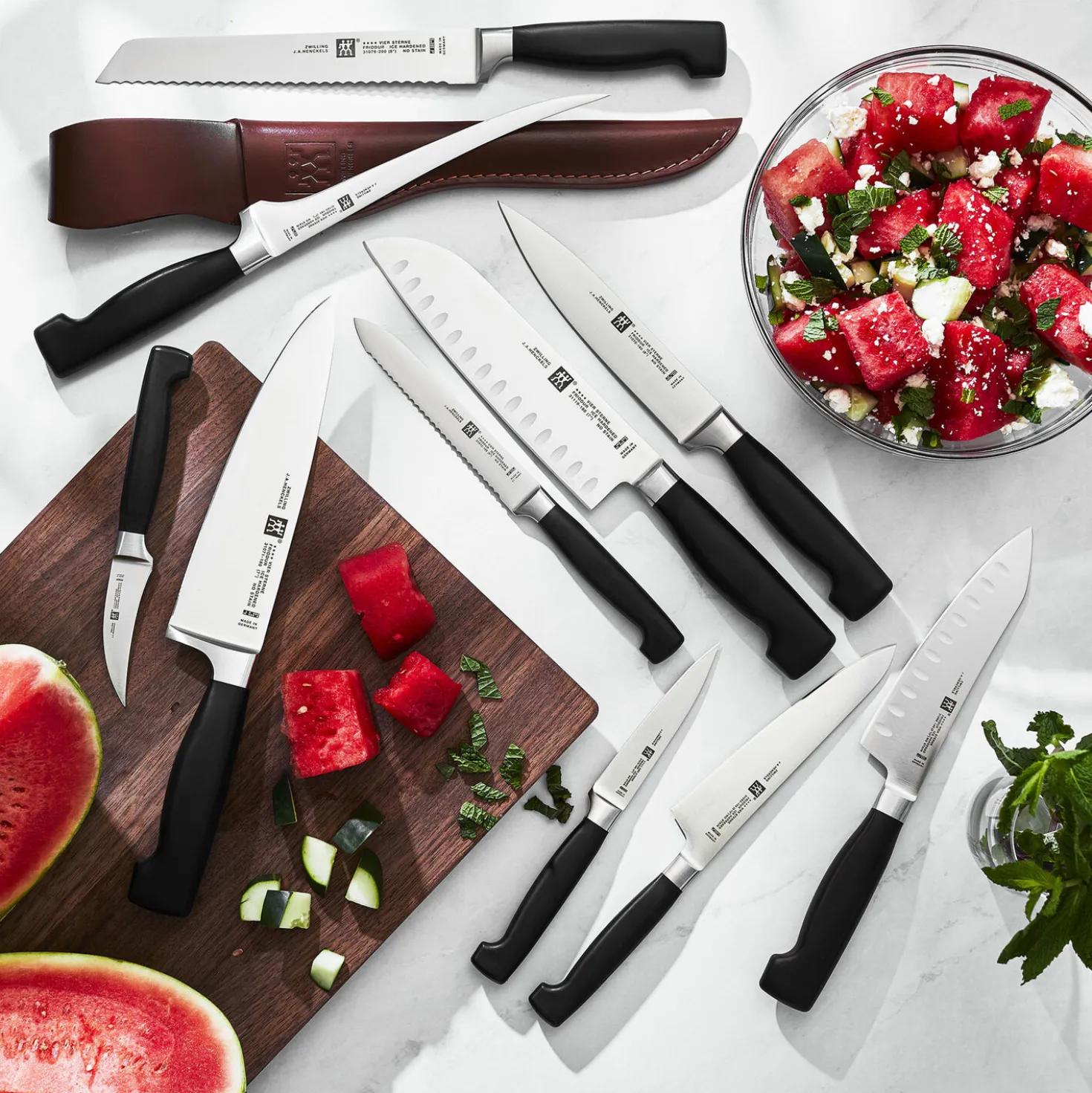 Rocking Santoku Knife 7 inch, hollow edge