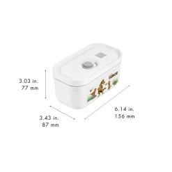 S, DINOS Vacuum Lunch Box, Plastic, White-grey