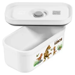 S, DINOS Vacuum Lunch Box, Plastic, White-grey