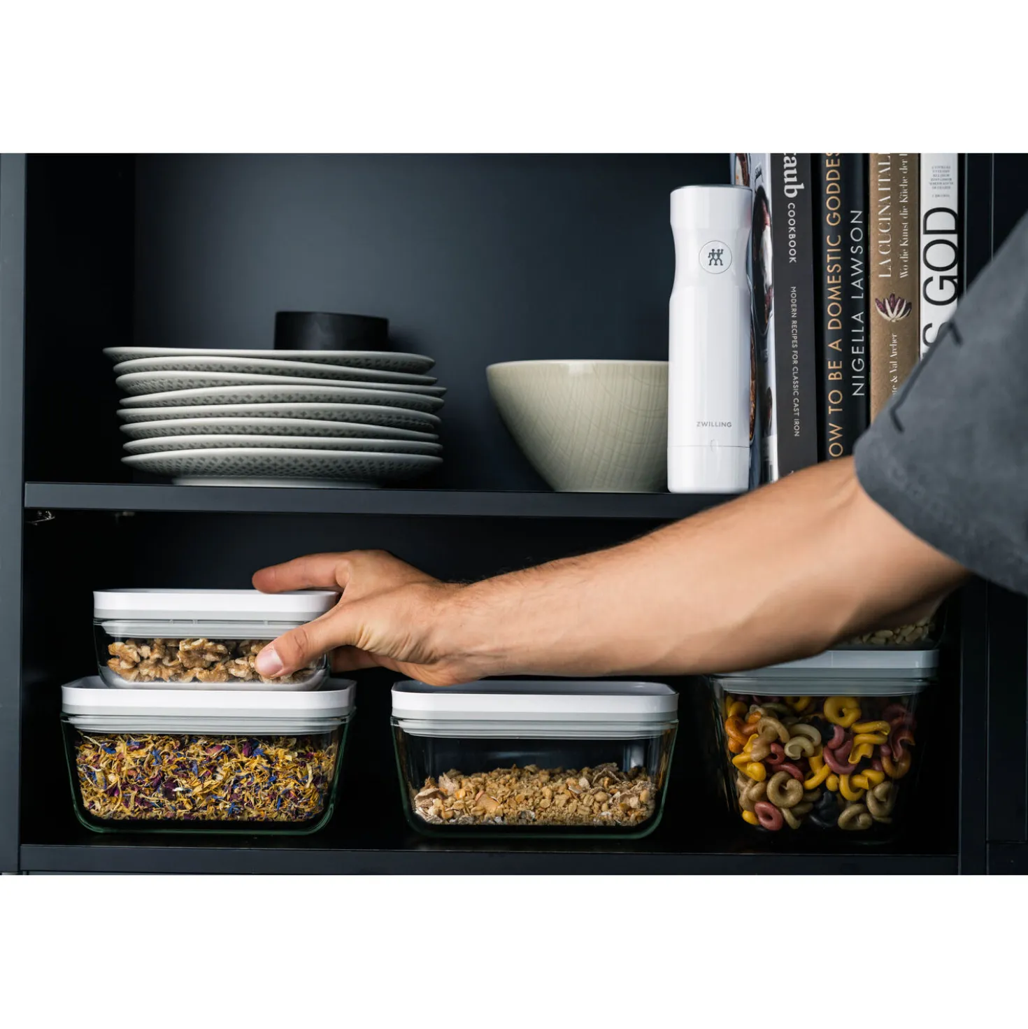 S, Vacuum Container, Glass, Grey
