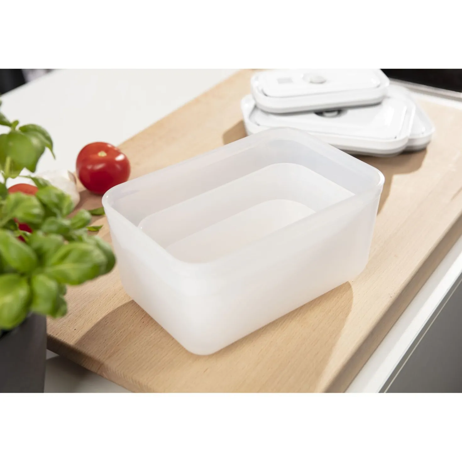 S, Vacuum Container, Plastic, Semitransparent-grey