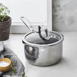 Sauce pan, 2 qt, 18/10 Stainless Steel, Ceramic coating
