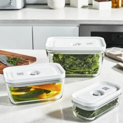 S/M/L / 3-pc, Vacuum Container Set, Glass, Grey