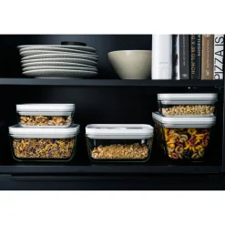 S/M/L / 3-pc, Vacuum Container Set, Glass, Grey