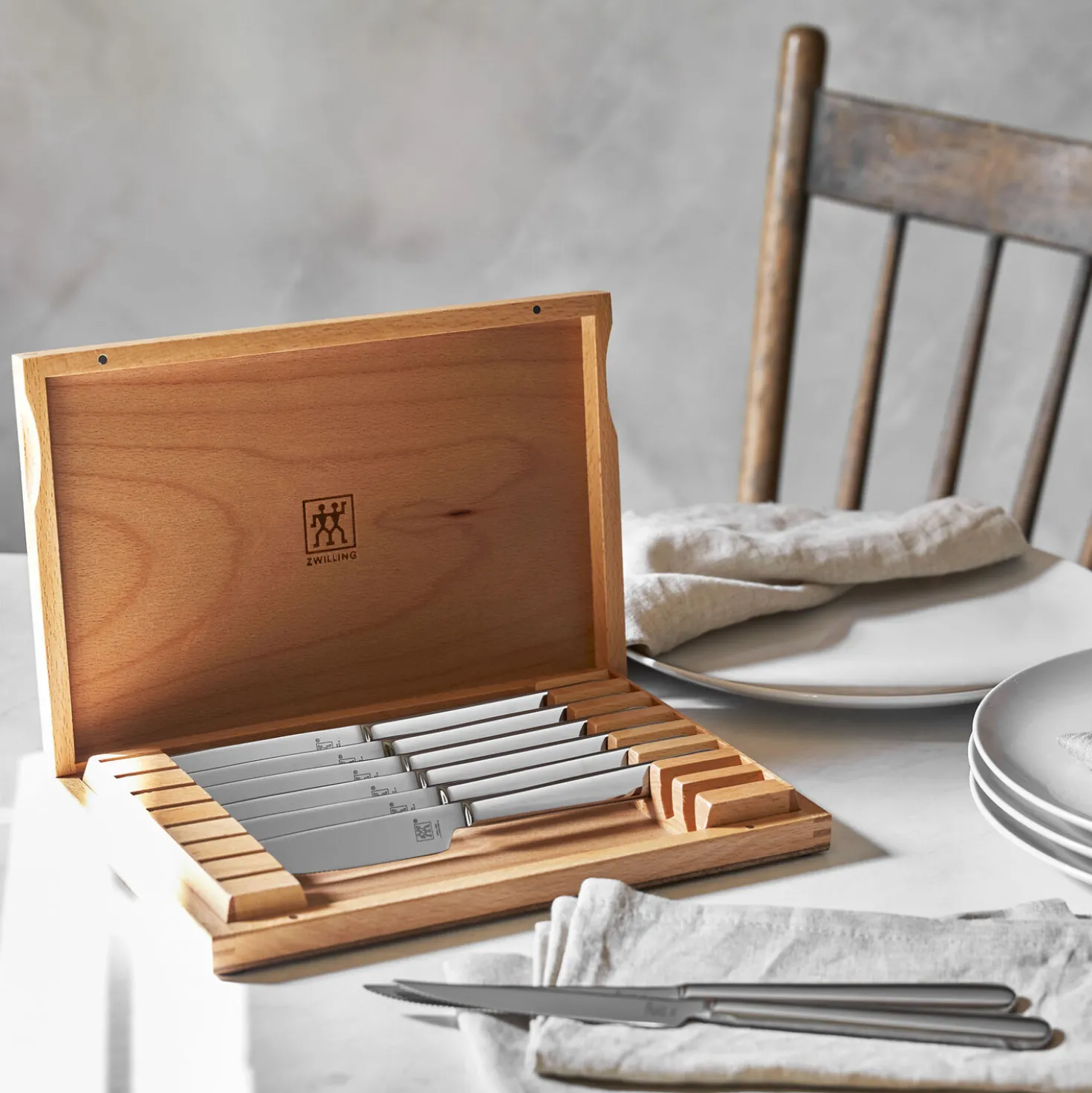 Stainless Steel Steak Knife Set with Wood Presentation Case , 8-pc