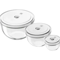 Vacuum bowl set S/M/L / 6-pc, glass, transparent-white