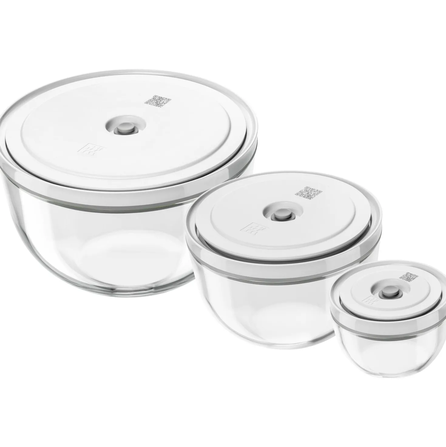 Vacuum bowl set S/M/L / 6-pc, glass, transparent-white