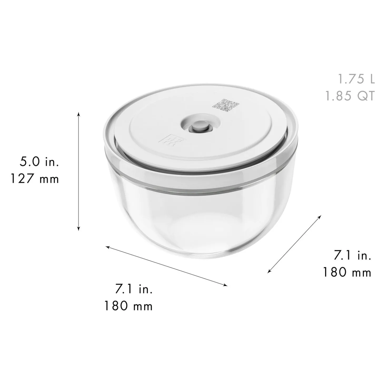 Vacuum bowl set S/M/L / 6-pc, glass, transparent-white