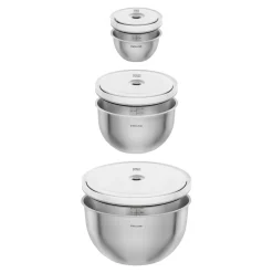 Vacuum bowl set S/M/L / 6-pc, stainless steel, silver-white