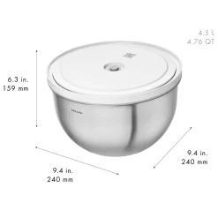Vacuum bowl set S/M/L / 6-pc, stainless steel, silver-white